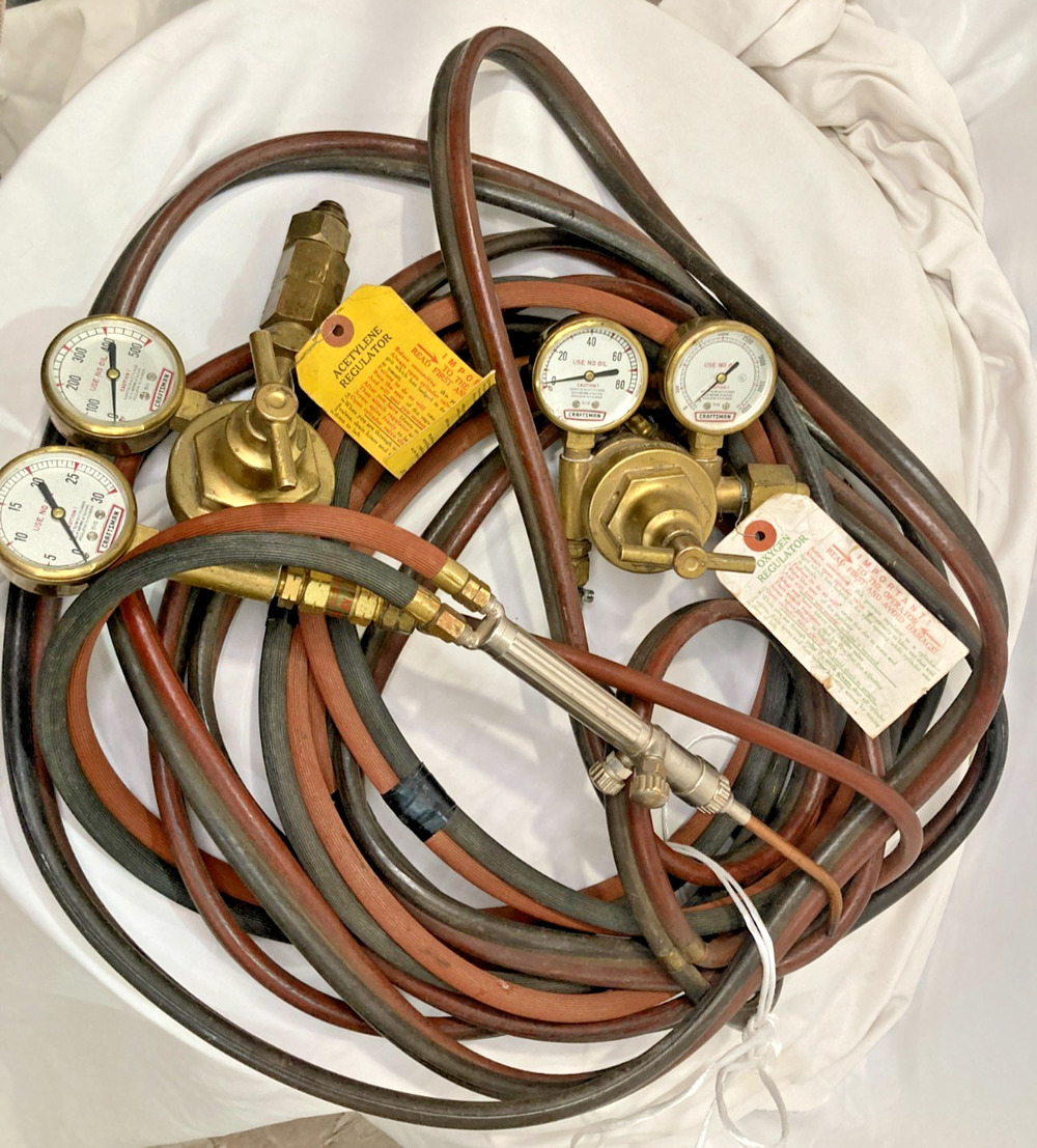 Vintage Craftsman Oxygen Acetylene Regulator Set Smith Airline W100 Torch Hose